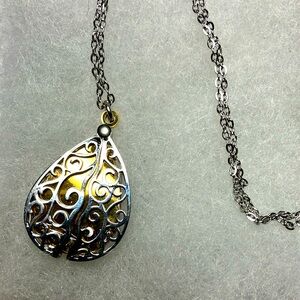 NWT Tear Shaped pendant with a hidden pendant with a small gemstone